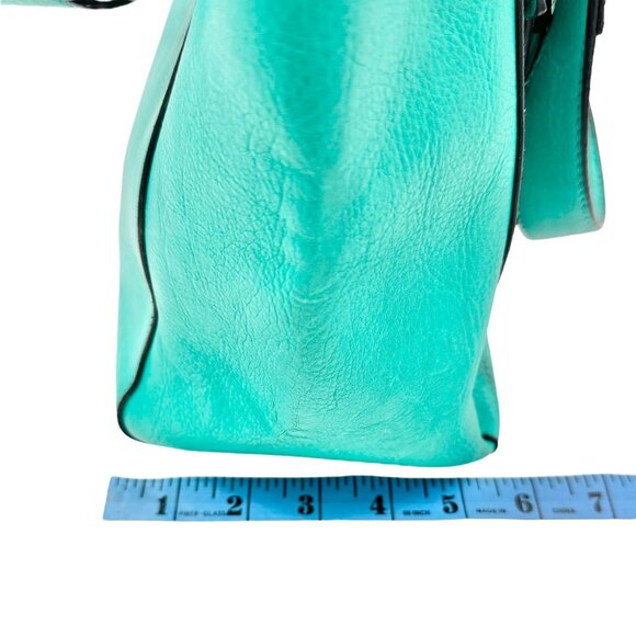 Charming Charlie Shoulder Bag Seafoam with Gold Chain Accents Striped Interior - Picture 16 of 16